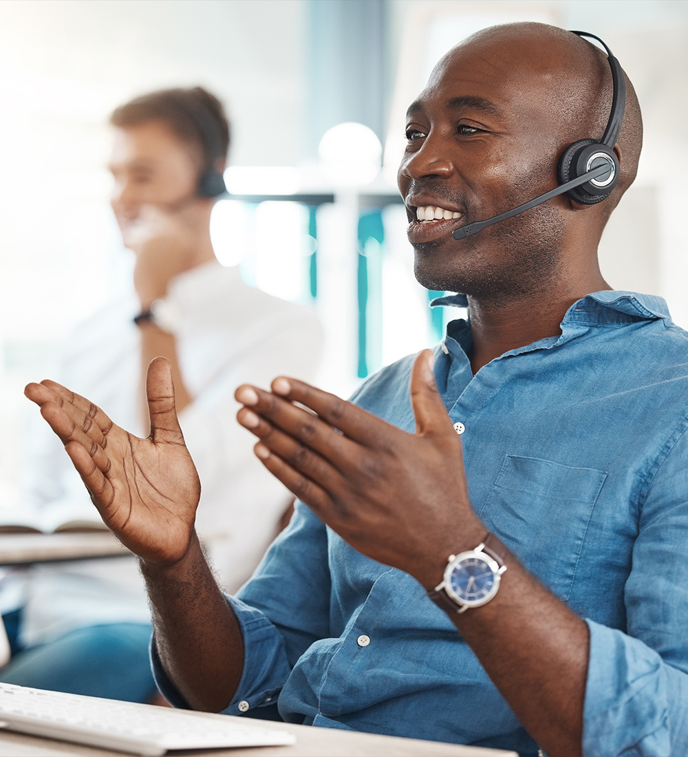 Counselor with headset ready to assist you; Non Medicaid Care Management program with BFNC